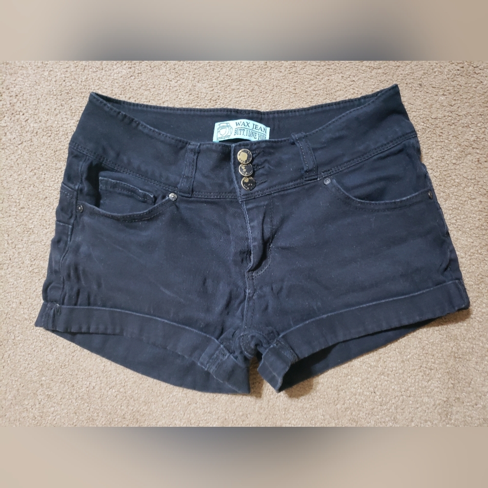 Wax Jean Women's Black Low-Rise Denim Shorts